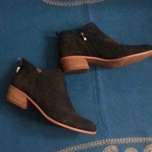 Franco Sarto boots ankle suede black heel 9 new